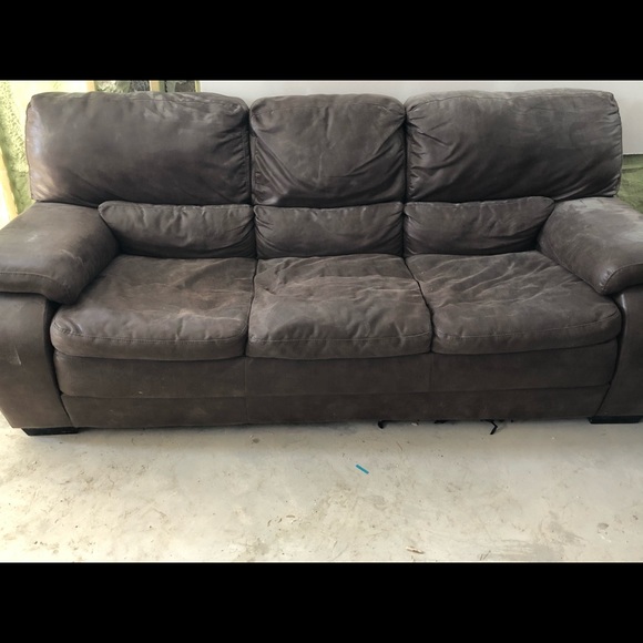 Brown leather couch and love seat - Picture 2 of 2